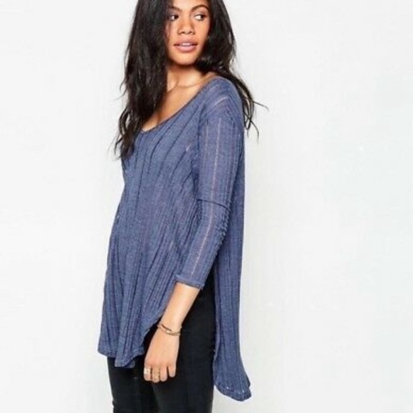 Free People Astoria Side Spilt Open keyhole Back Top Tunic Size S - Picture 3 of 10